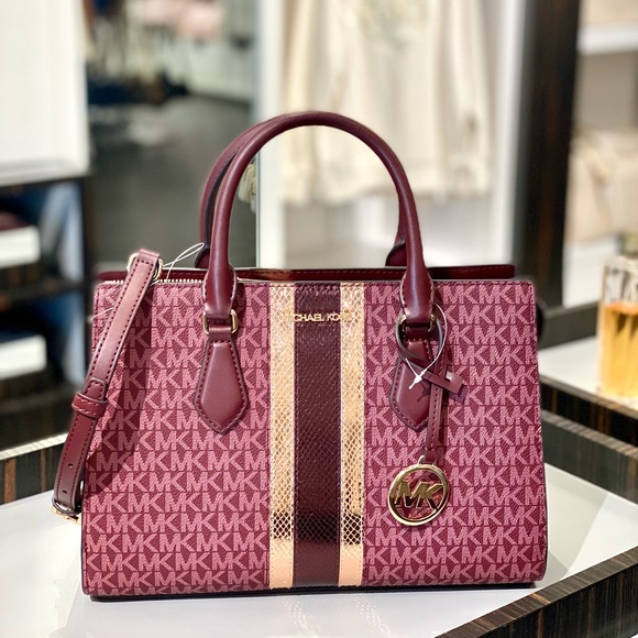 Michael Kors Sheila Medium Signature Logo Metallic Satchel Crossbody - Picture 10 of 12